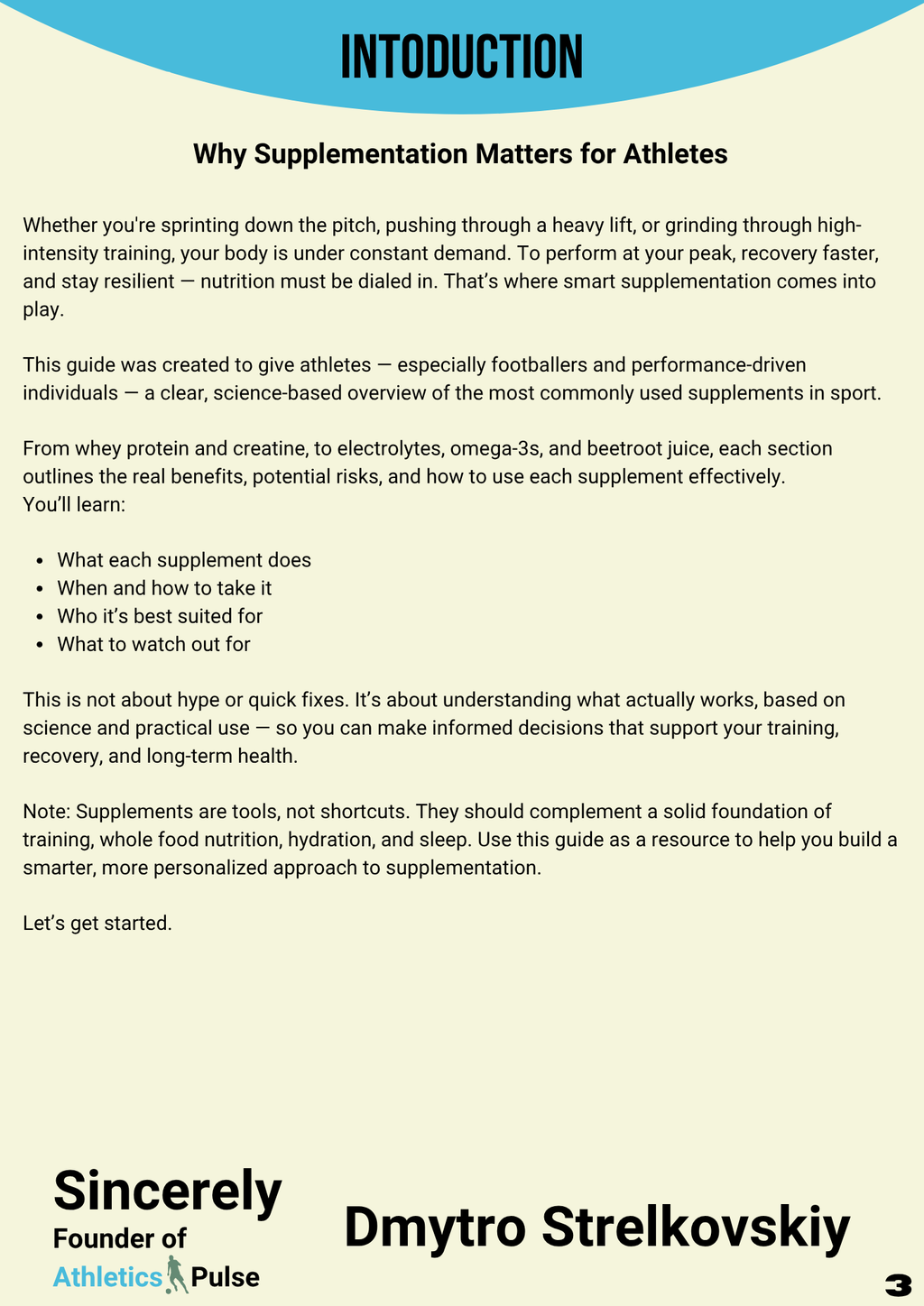 SUPPLEMENTATION FOR ATHLETES by Athletics Pulse